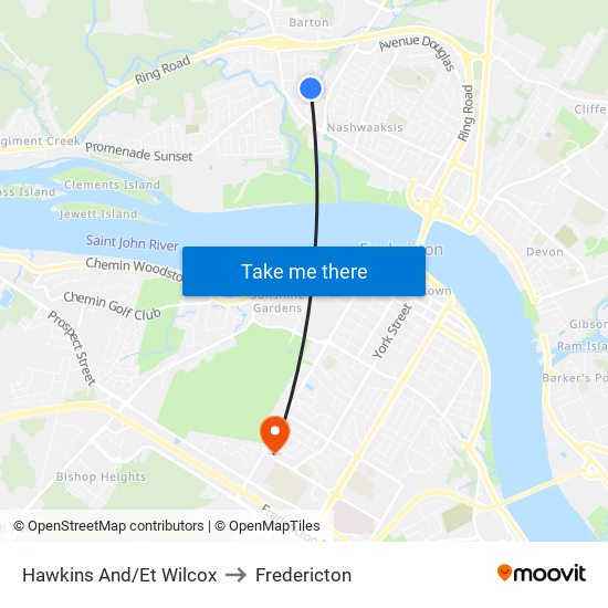 Hawkins And/Et Wilcox to Fredericton map