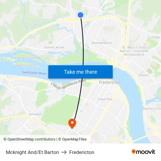 Mcknight And/Et Barton to Fredericton map