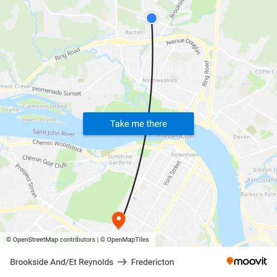 Brookside And/Et Reynolds to Fredericton map