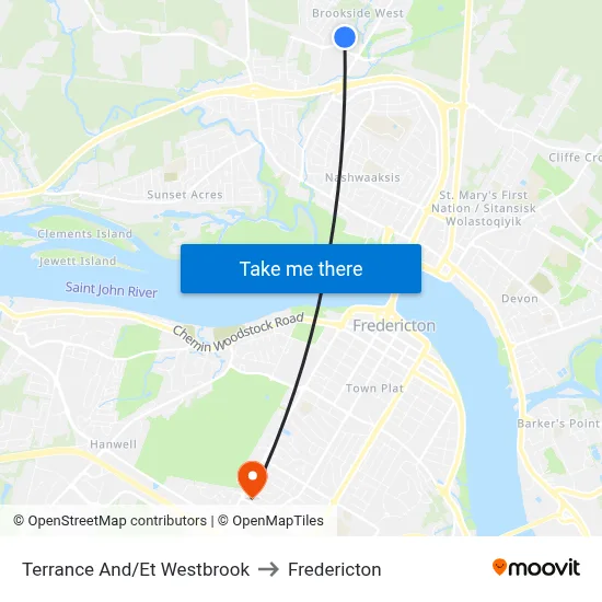 Terrance And/Et Westbrook to Fredericton map