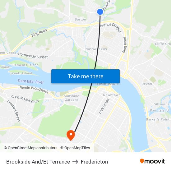 Brookside And/Et Terrance to Fredericton map