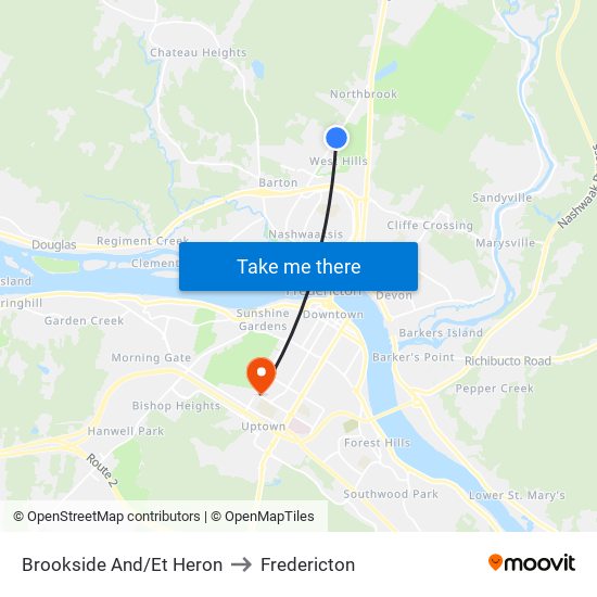 Brookside And/Et Heron to Fredericton map
