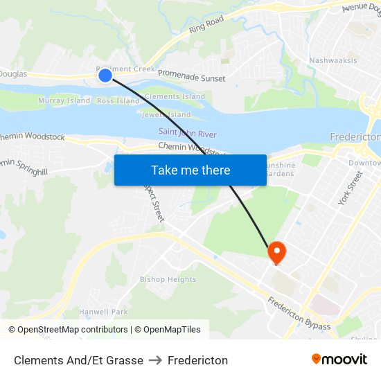 Clements And/Et Grasse to Fredericton map