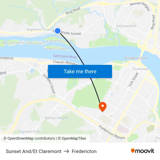 Sunset And/Et Claremont to Fredericton map