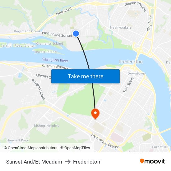 Sunset And/Et Mcadam to Fredericton map