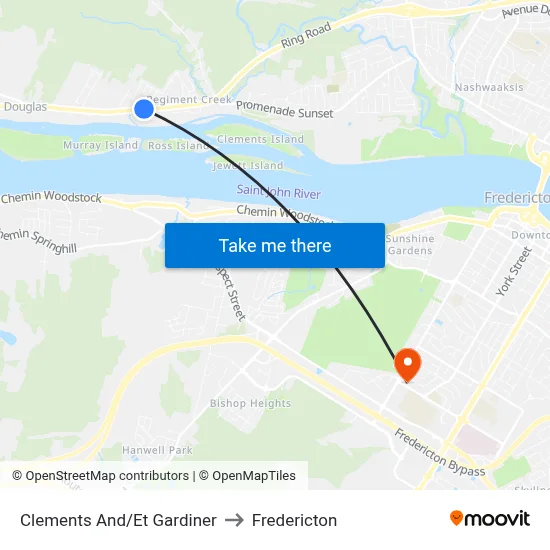 Clements And/Et Gardiner to Fredericton map