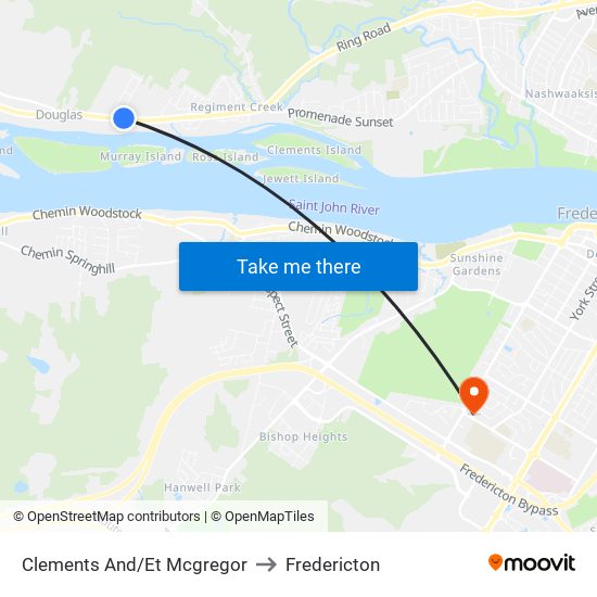 Clements And/Et Mcgregor to Fredericton map