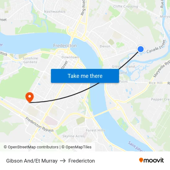 Gibson And/Et Murray to Fredericton map
