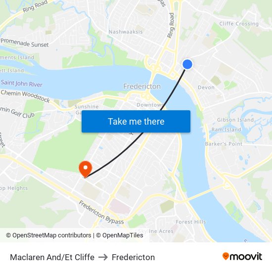 Maclaren And/Et Cliffe to Fredericton map