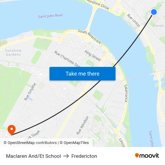 Maclaren And/Et School to Fredericton map