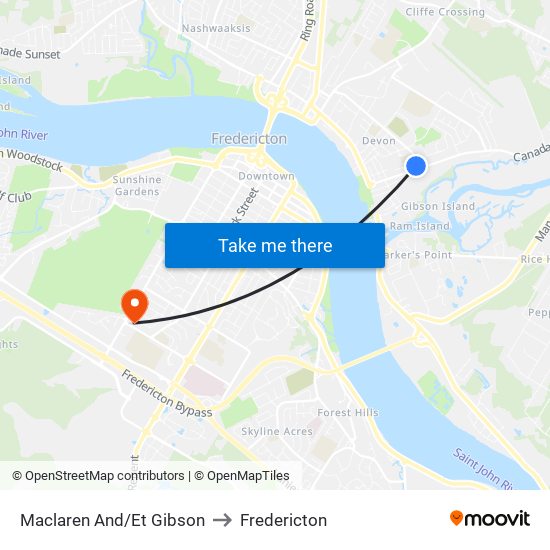 Maclaren And/Et Gibson to Fredericton map