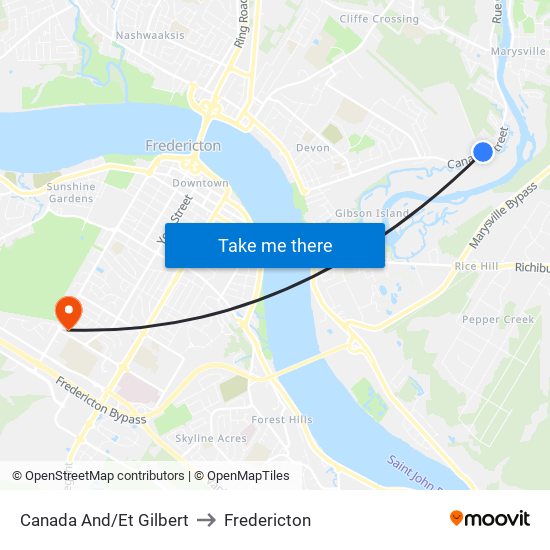 Canada And/Et Gilbert to Fredericton map