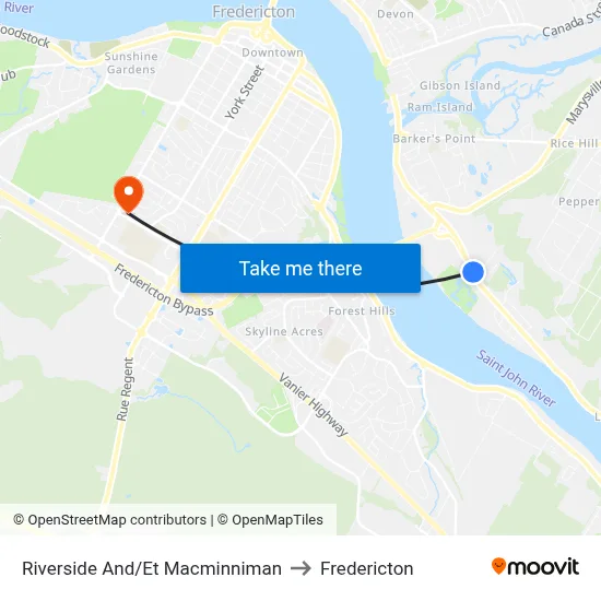 Riverside And/Et Macminniman to Fredericton map