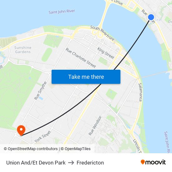 Union And/Et Devon Park to Fredericton map