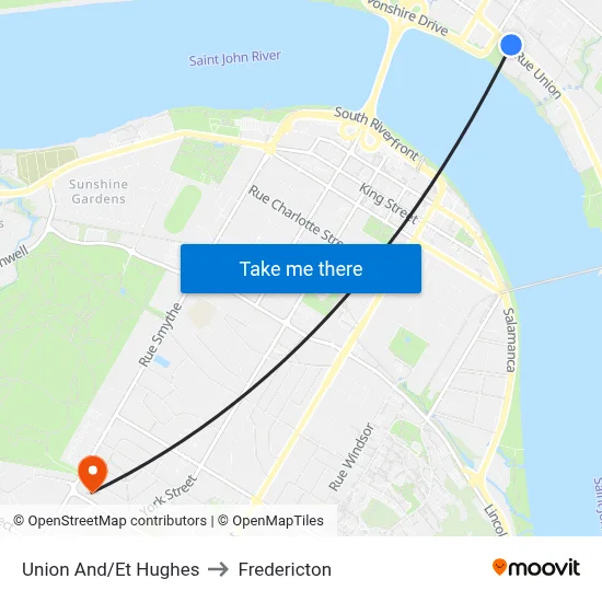 Union And/Et Hughes to Fredericton map