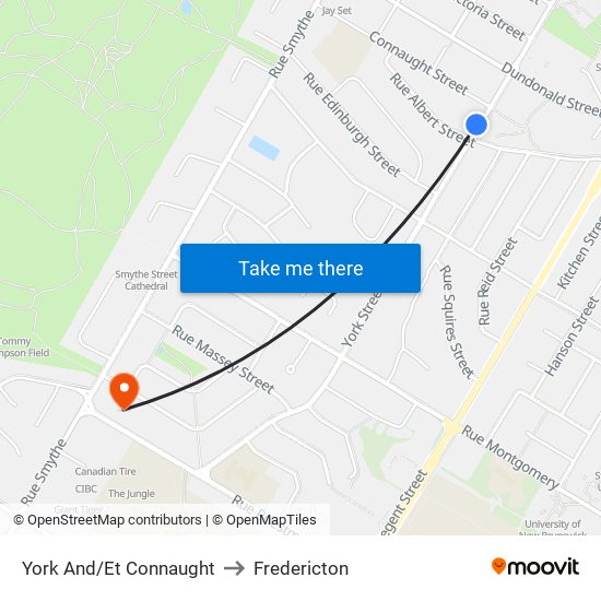 York And/Et Connaught to Fredericton map