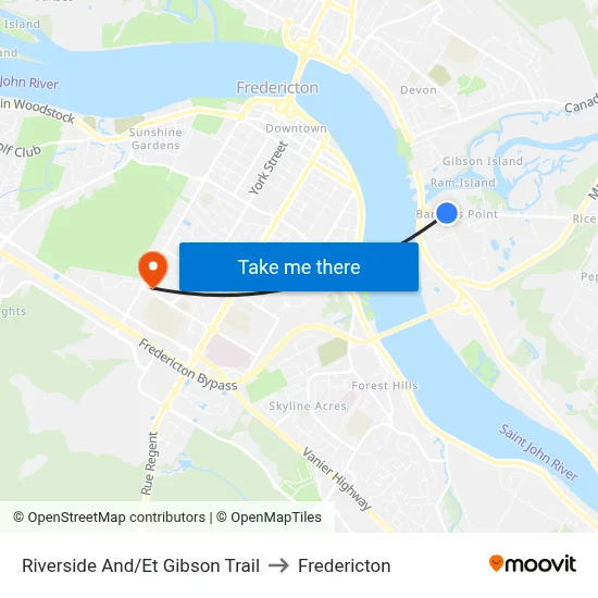 Riverside And/Et Gibson Trail to Fredericton map