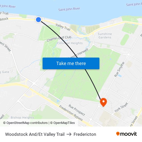 Woodstock And/Et Valley Trail to Fredericton map