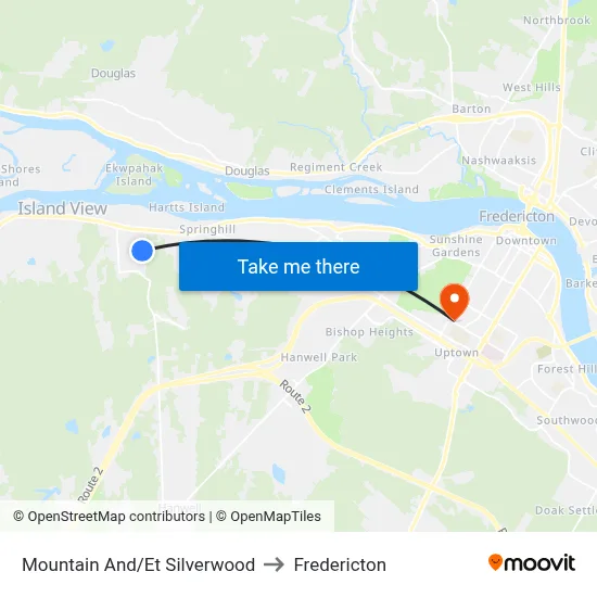 Mountain And/Et Silverwood to Fredericton map
