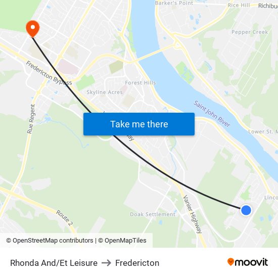 Rhonda And/Et Leisure to Fredericton map