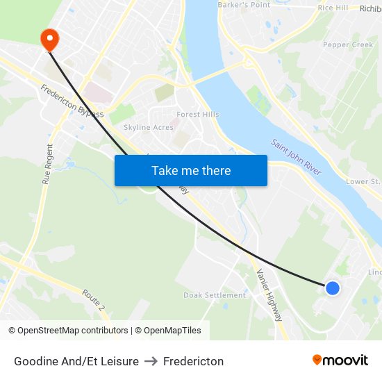 Goodine And/Et Leisure to Fredericton map