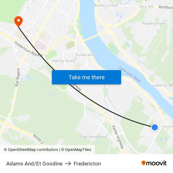 Adams And/Et Goodine to Fredericton map