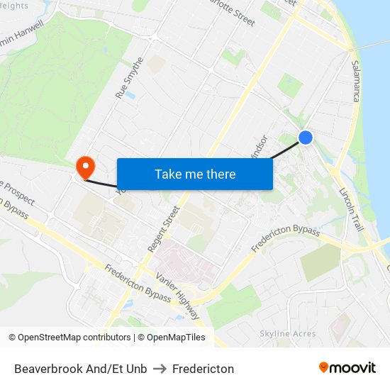 Beaverbrook And/Et Unb to Fredericton map