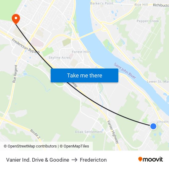 Vanier Ind. Drive & Goodine to Fredericton map