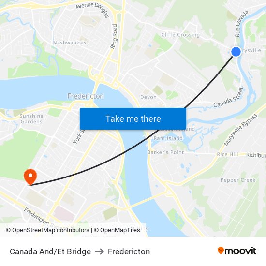 Canada And/Et Bridge to Fredericton map