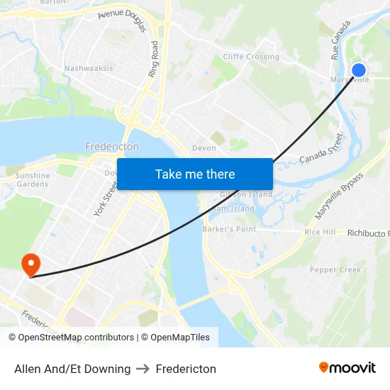 Allen And/Et Downing to Fredericton map
