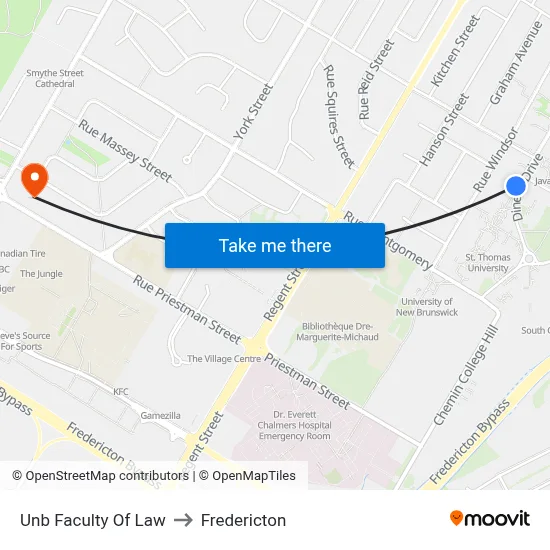 Unb Faculty Of Law to Fredericton map