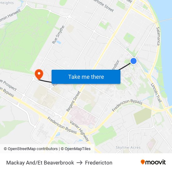 Mackay And/Et Beaverbrook to Fredericton map