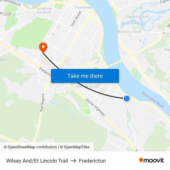 Wilsey And/Et Lincoln Trail to Fredericton map