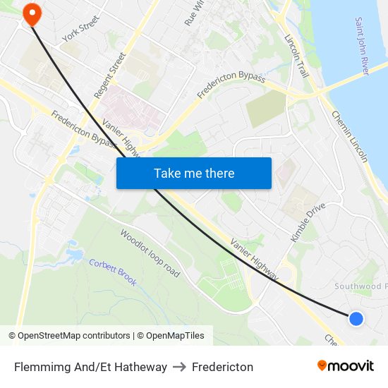 Flemmimg And/Et Hatheway to Fredericton map