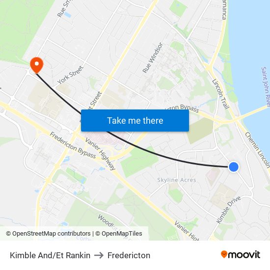 Kimble And/Et Rankin to Fredericton map