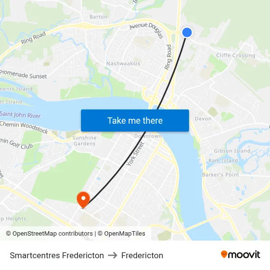 Smartcentres Fredericton to Fredericton map