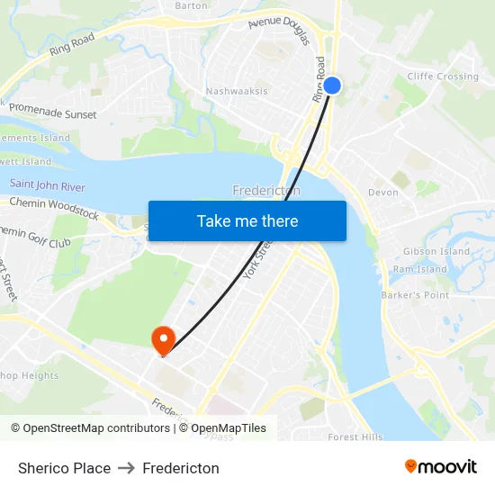 Sherico Place to Fredericton map
