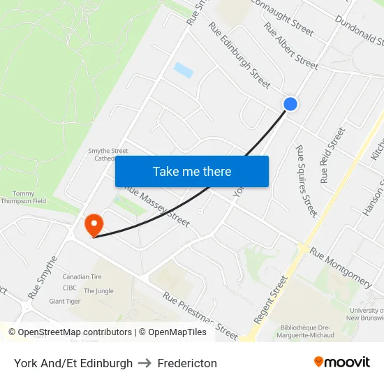 York And/Et Edinburgh to Fredericton map