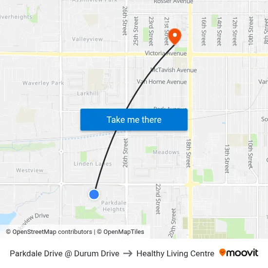 Parkdale Drive @ Durum Drive to Healthy Living Centre map