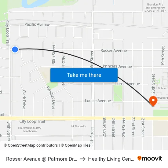 Rosser Avenue @ Patmore Drive to Healthy Living Centre map