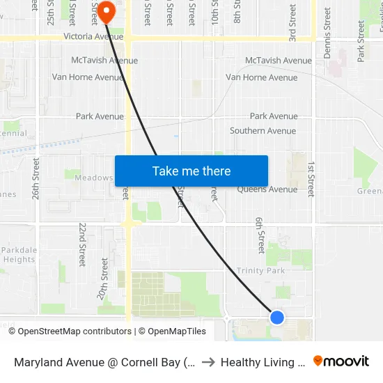 Maryland Avenue @ Cornell Bay (North Side) to Healthy Living Centre map