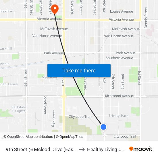 9th Street @ Mcleod Drive (East Side) to Healthy Living Centre map