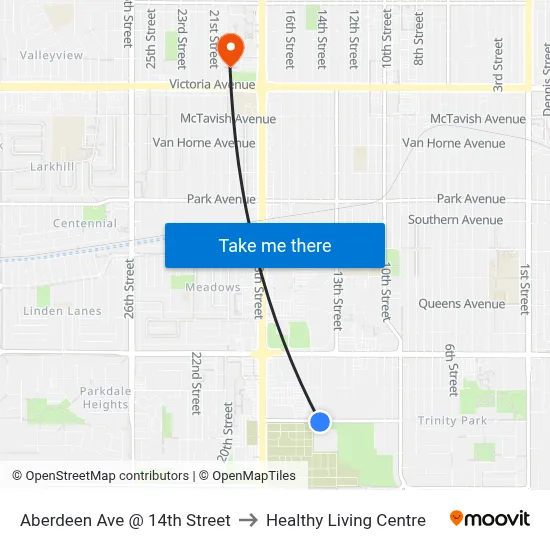 Aberdeen Ave @ 14th Street to Healthy Living Centre map