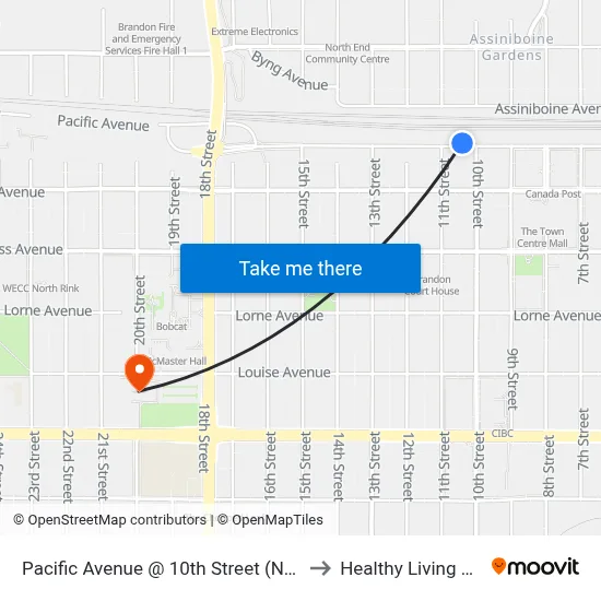 Pacific Avenue @ 10th Street (North Side) to Healthy Living Centre map