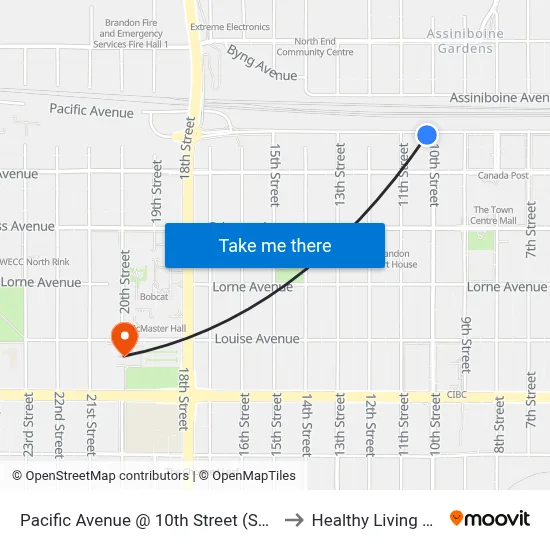 Pacific Avenue @ 10th Street (South Side) to Healthy Living Centre map