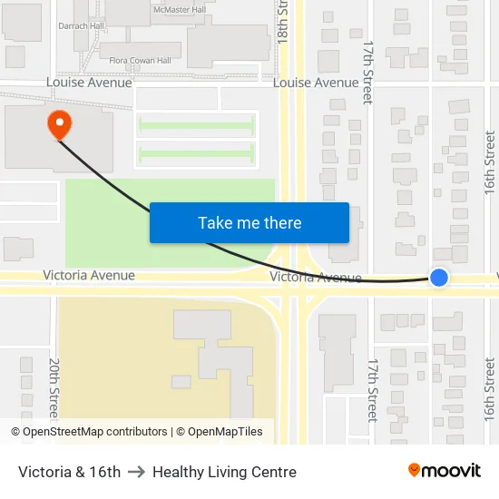 Victoria & 16th to Healthy Living Centre map
