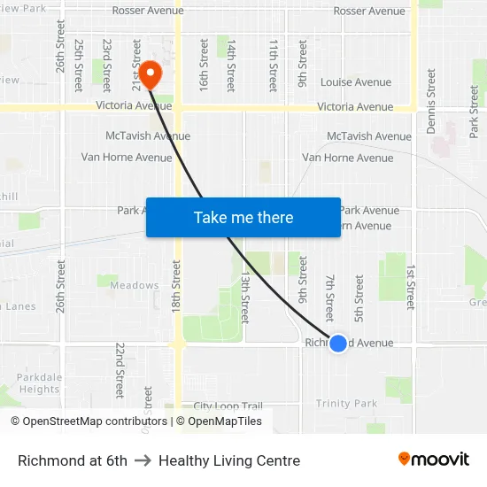 Richmond at 6th to Healthy Living Centre map