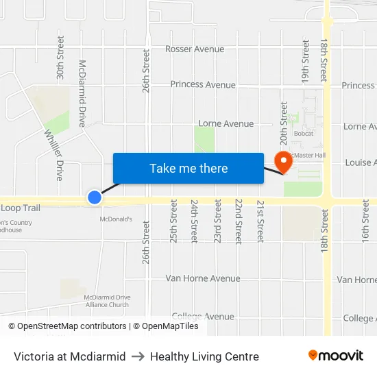 Victoria at Mcdiarmid to Healthy Living Centre map