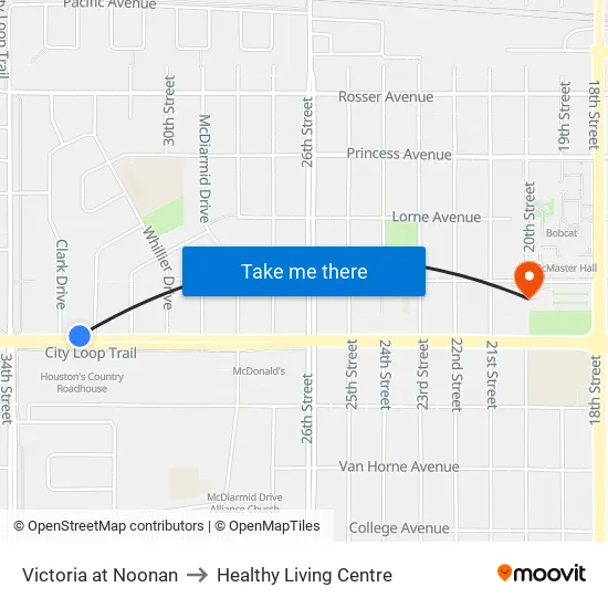 Victoria at Noonan to Healthy Living Centre map