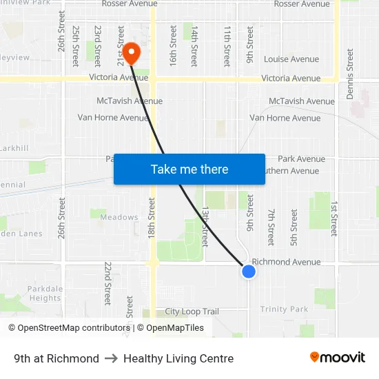 9th at Richmond to Healthy Living Centre map
